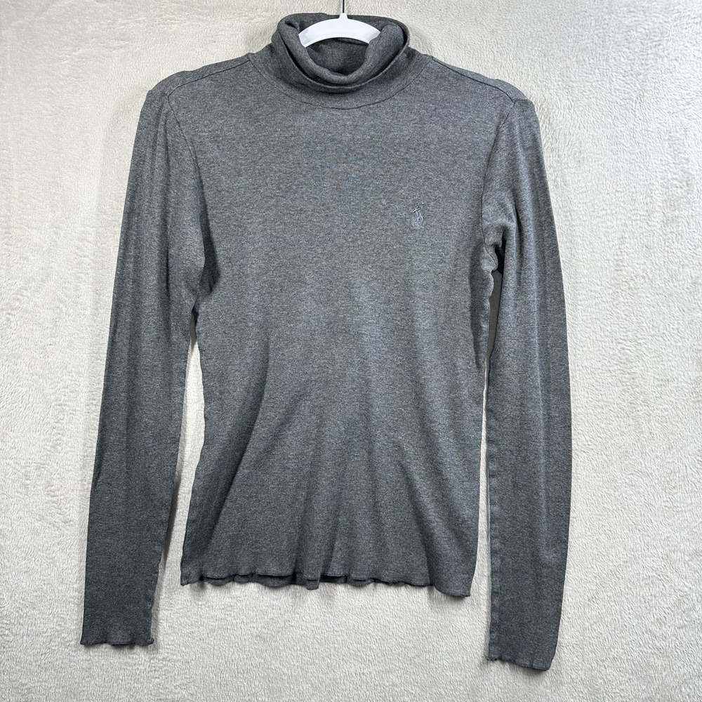 Ralph Lauren Gray Turtleneck Women's L Slim Fit Cotton Lyocell‎ Blend Knit